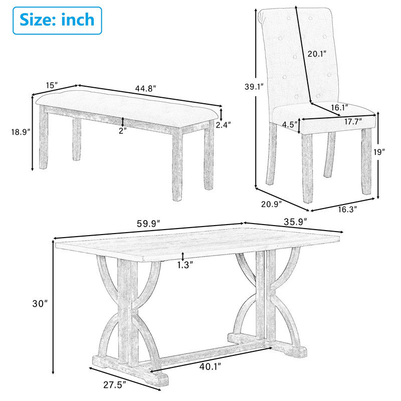August Grove® Borina 6 Piece Trestle Dining Set Wayfair